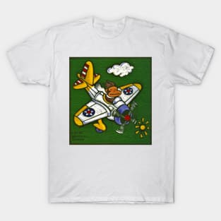 Airplane Ape on Green T-Shirt